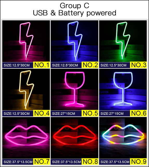 128 Styles LED Neon Sign USB Decorative Marquee Light