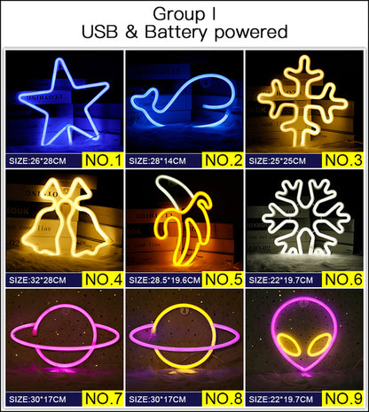 128 Styles LED Neon Sign USB Decorative Marquee Light