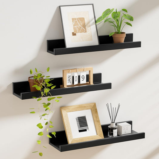 Ledge Display Shelves — Matte Black, Set of 3